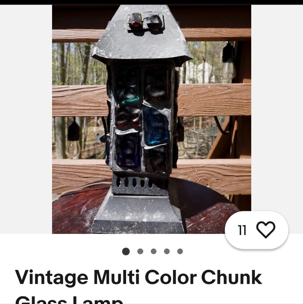 Mid century Brutalist chunk glass lamp - Picture 9 of 10